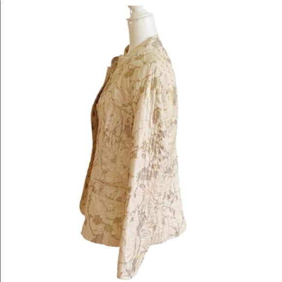 Erin London Blazer Jacket Cream Ivory Gold Floral Lightweight Jacket Medium NEW - Picture 3 of 14